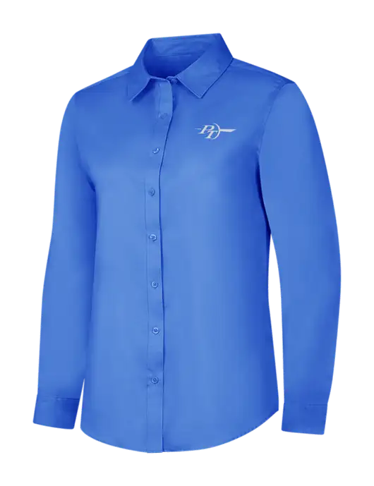 Dark Carolina Blue Womens Long Sleeve Superpro React Twill Shirt w/PT Coupling Logo