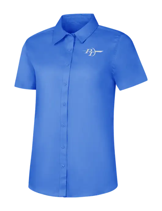 Womens Dark Carolina Blue Short Sleeve Superpro React Twill Shirt w/PT Coupling Logo