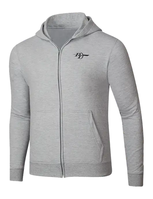 Light Grey Heather 8.5 oz Ring Spun Zip Hooded Sweatshirt w/PT Coupling Logo