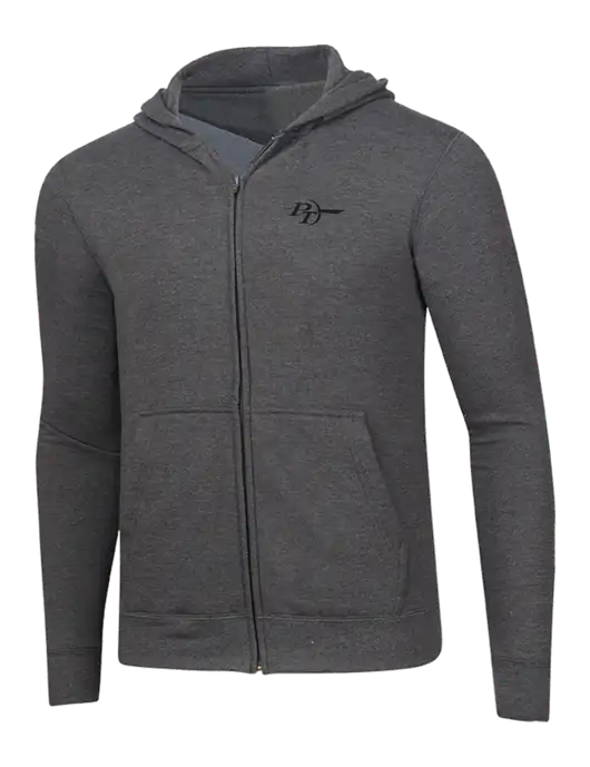 Dark Heather Grey 8.5 oz Ring Spun Zip Hooded Sweatshirt w/PT Coupling Logo