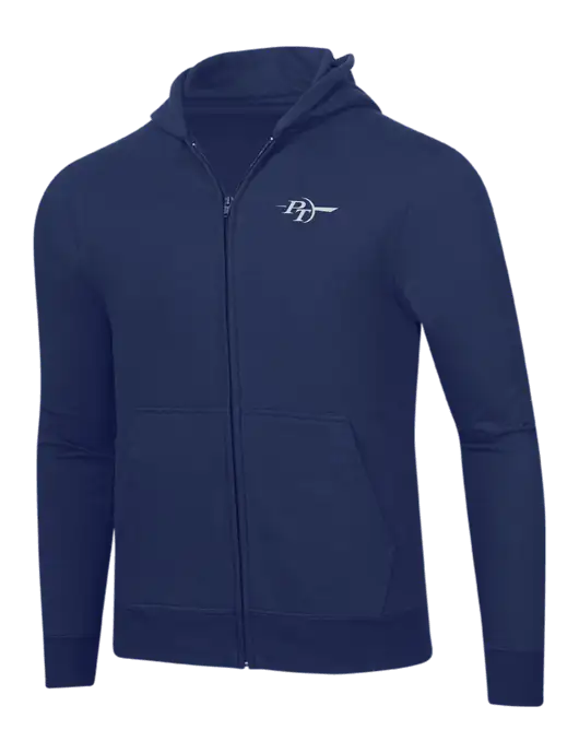Navy 8.5 oz Ring Spun Zip Hooded Sweatshirt w/PT Coupling Logo