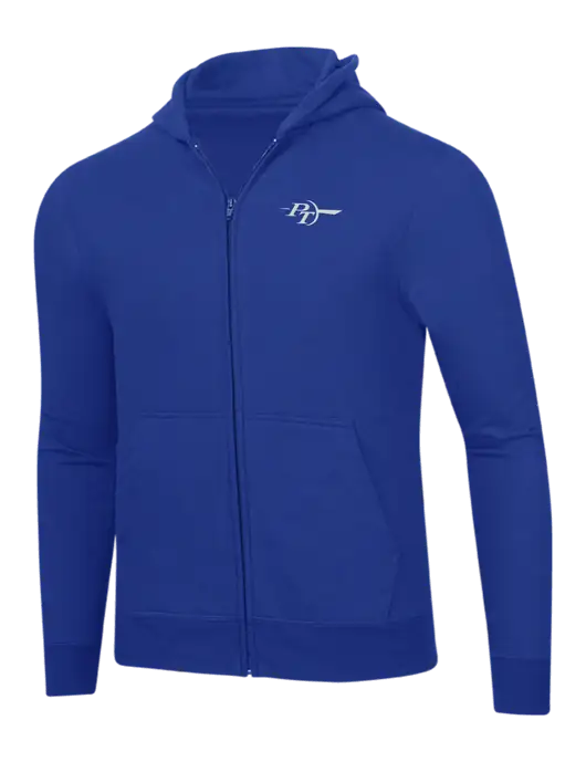 True Royal 8.5 oz Ring Spun Zip Hooded Sweatshirt w/PT Coupling Logo