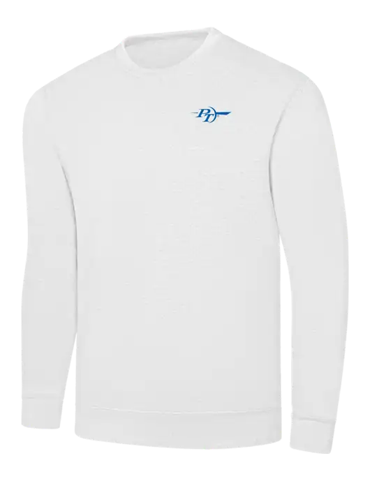 White 7.8 oz Ring Spun Crew Sweatshirt w/PT Coupling Logo