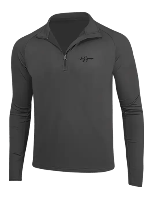 Charcoal Grey Sport Wick Stretch 1/4 Zip Pullover w/PT Coupling Logo