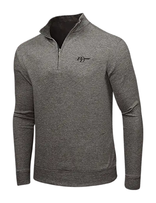 Charcoal Heather/Medium Heather Grey Interlock 1/4 Zip w/PT Coupling Logo