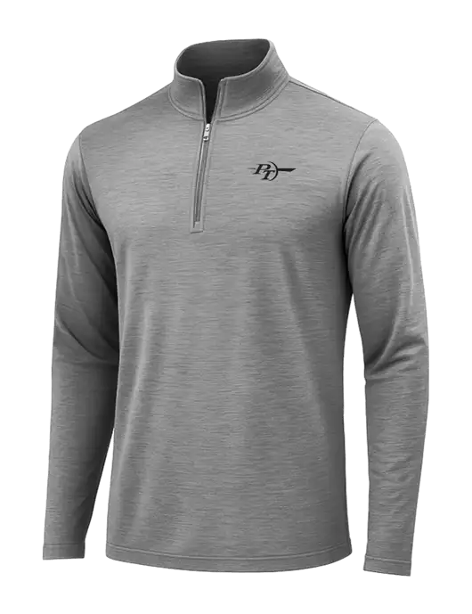 Dark Grey Heather Posicharge Tri-Blend Wicking 1/4 Zip Pullover w/PT Coupling Logo