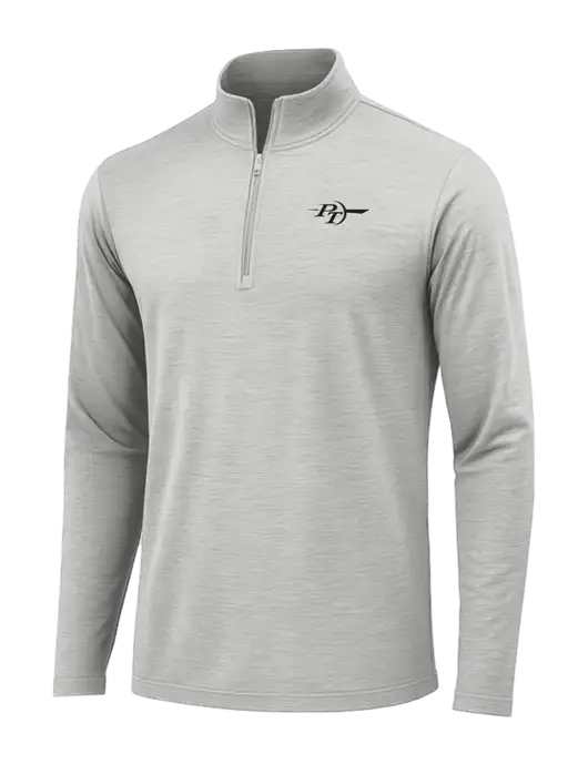 Light Grey Heather Posicharge Tri-Blend Wicking 1/4 Zip Pullover w/PT Coupling Logo