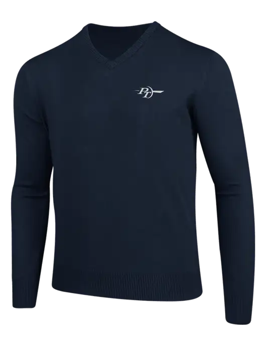 Navy V-Neck Sweater w/PT Coupling Logo