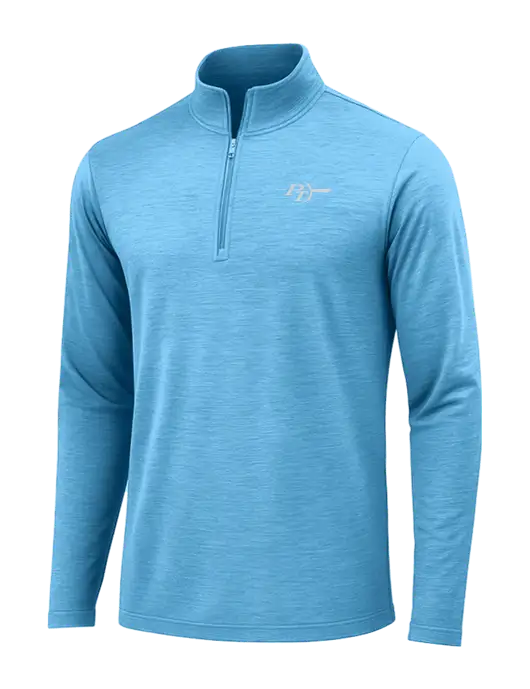 Light Blue Heather Posicharge Tri-Blend Wicking 1/4 Zip Pullover w/PT Coupling Logo