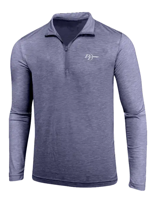 True Navy Heather Posicharge Tri-Blend Wicking 1/4 Zip Pullover w/PT Coupling Logo