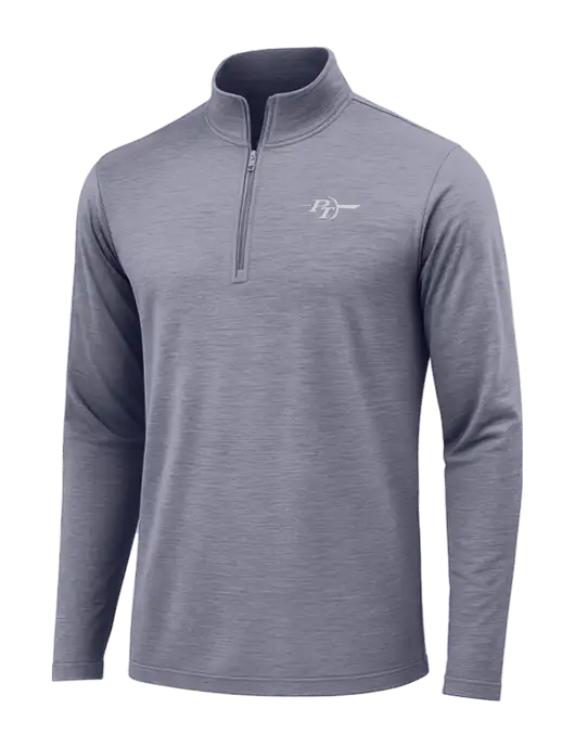 True Navy Heather Posicharge Tri-Blend Wicking 1/4 Zip Pullover w/PT Coupling Logo