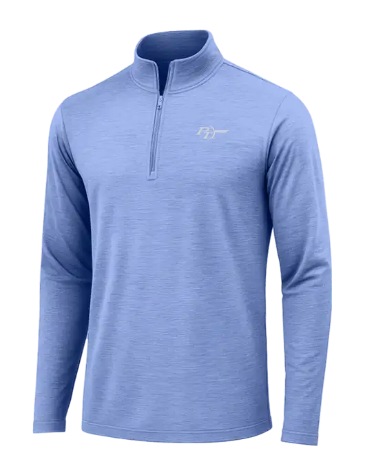 True Royal Heather Posicharge Tri-Blend Wicking 1/4 Zip Pullover w/PT Coupling Logo