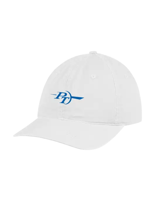 Garment Washed Unstructured Twill White Cap w/PT Coupling Logo