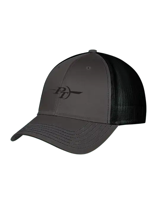 Charcoal & Black Mesh Trucker Cap Snap Back w/PT Coupling Logo