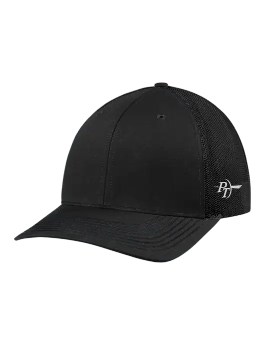 Richardson Adjustable Snapback Original 112 Trucker Cap Black w/Black Mesh w/PT Coupling Logo