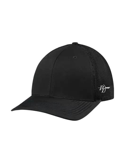 Richardson Adjustable Snapback Original 112 Trucker Cap Black w/Black Mesh w/PT Coupling Logo