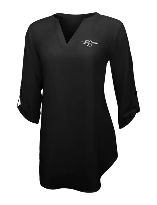 Womens Black 3/4 Sleeve Tunic Blouse w/PT Coupling Logo