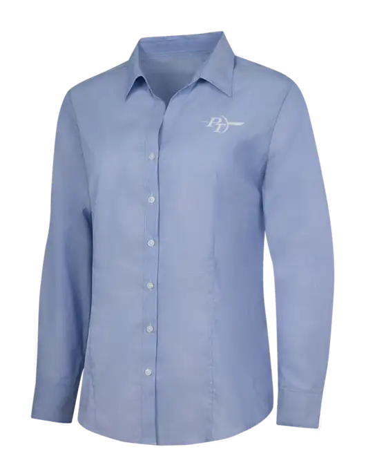 Light Slate Blue Womens Crosshatch Easy Care Shirt w/PT Coupling Logo