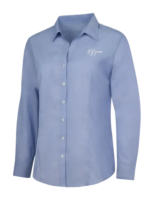 Light Slate Blue Womens Crosshatch Easy Care Shirt w/PT Coupling Logo