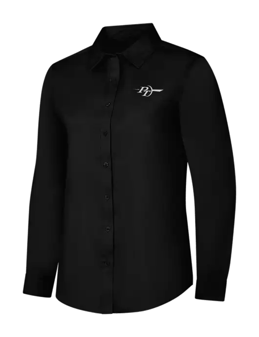 Womens Black Long Sleeve Superpro React Twill Shirt w/PT Coupling Logo