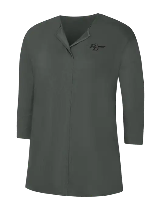Dark Grey Womens Concept 3/4 Sleeve Soft Split Neck Top w/PT Coupling Logo