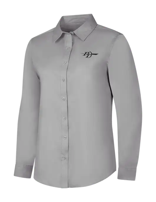 Light Grey Womens Long Sleeve Superpro React Twill Shirt w/PT Coupling Logo