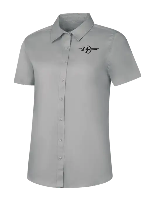 Womens Light Grey Short Sleeve Superpro React Twill Shirt w/PT Coupling Logo