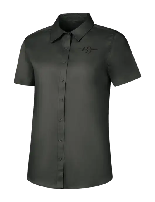Womens Dark Grey Short Sleeve Superpro React Twill Shirt w/PT Coupling Logo