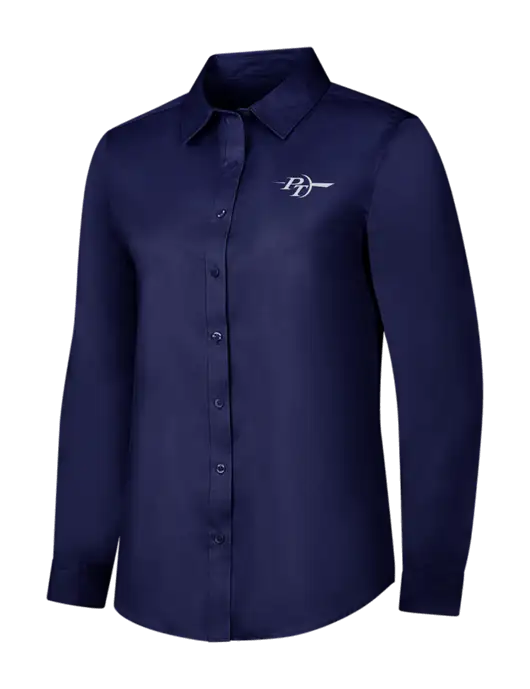 Navy Womens Long Sleeve Superpro React Twill Shirt w/PT Coupling Logo