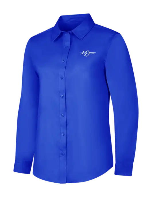 Womens Long Sleeve Dark Royal Superpro React Twill Shirt w/PT Coupling Logo