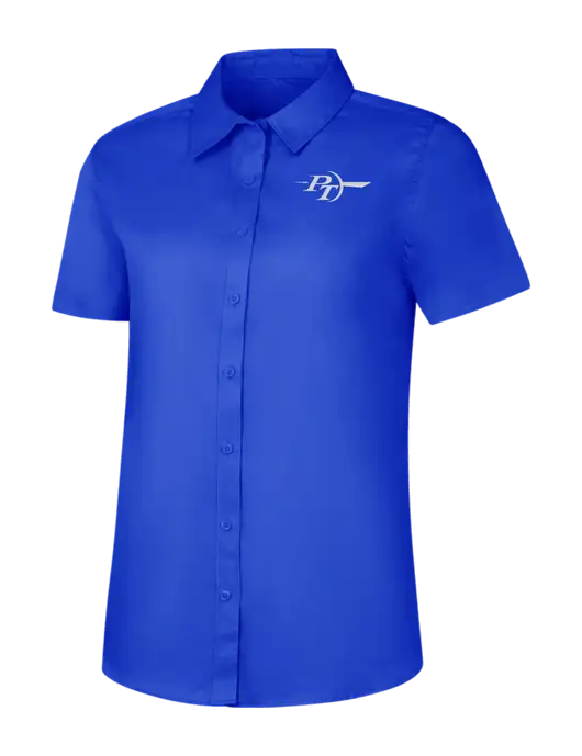 Womens Short Sleeve Dark Royal Superpro React Twill Shirt w/PT Coupling Logo