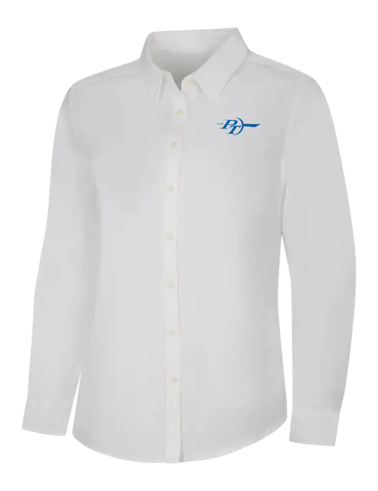 Womens White Long Sleeve Superpro React Twill Shirt w/PT Coupling Logo