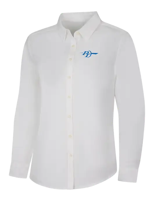 Womens White Long Sleeve Superpro React Twill Shirt w/PT Coupling Logo