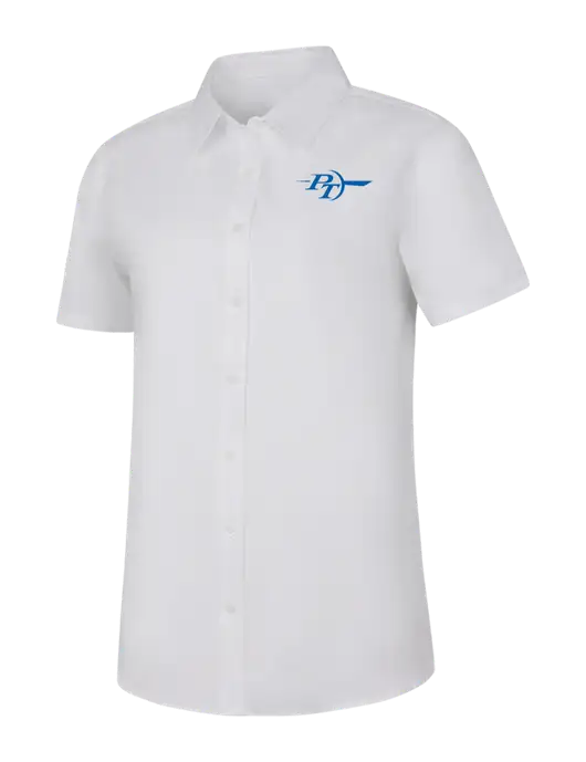 Womens White Short Sleeve Superpro React Twill Shirt w/PT Coupling Logo