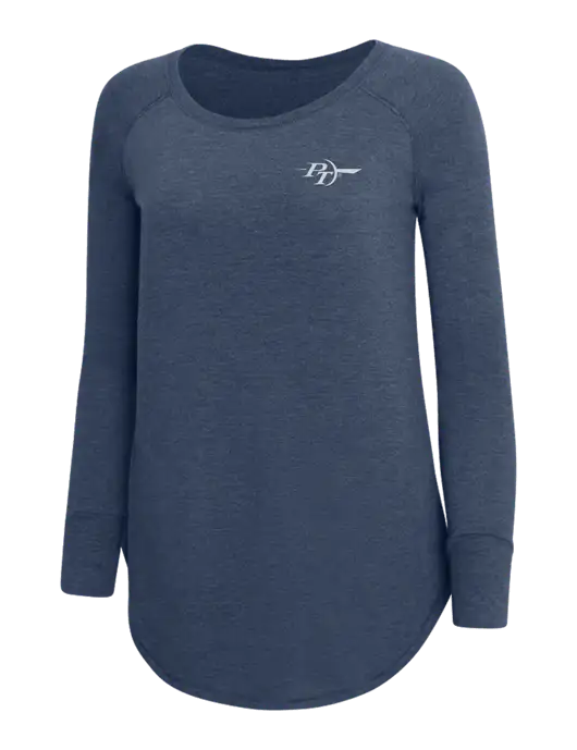 Womens Perfect Wide Collar Tunic Tri-Blend Navy Frost 4.5 oz T-Shirt w/PT Coupling Logo