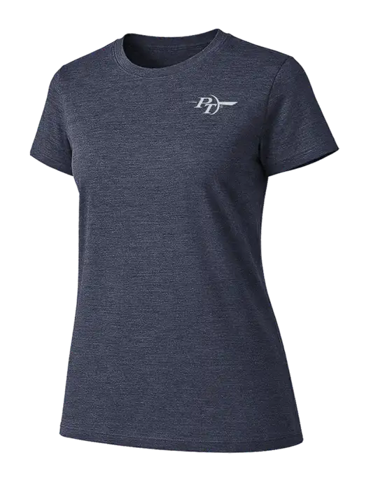Womens Ring Spun Heather Navy 4.5 oz T-Shirt w/PT Coupling Logo