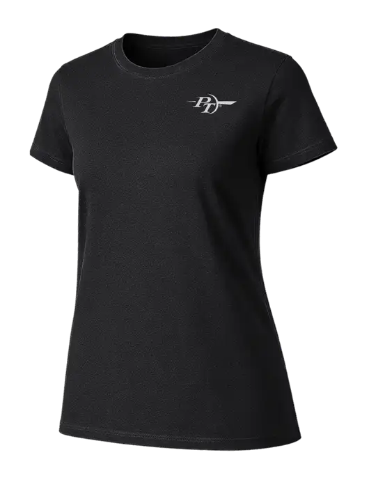 Womens Ring Spun Jet Black 4.5 oz T-Shirt w/PT Coupling Logo