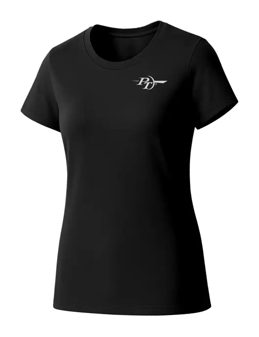 Womens Seriously Soft Black T-Shirt w/PT Coupling Logo