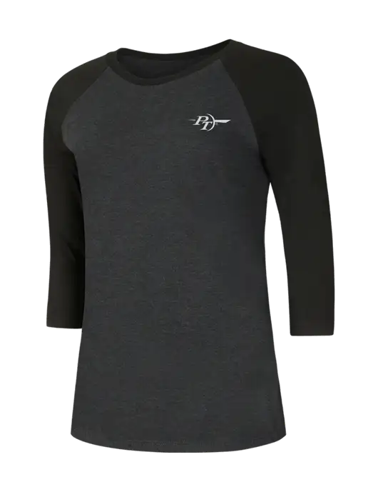 Womens Simply Soft 3/4 Sleeve Black/Black Frost Ring Spun Cotton T-Shirt w/PT Coupling Logo
