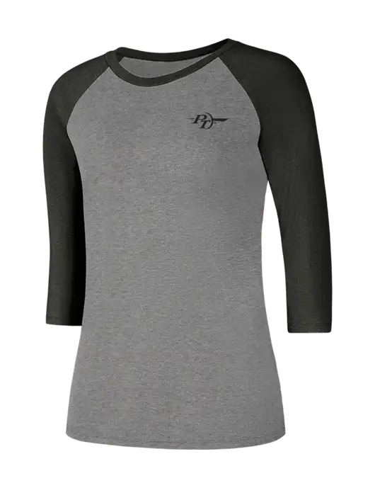 Womens Simply Soft 3/4 Sleeve Black Frost/Grey Frost Ring Spun Cotton T-Shirt w/PT Coupling Logo