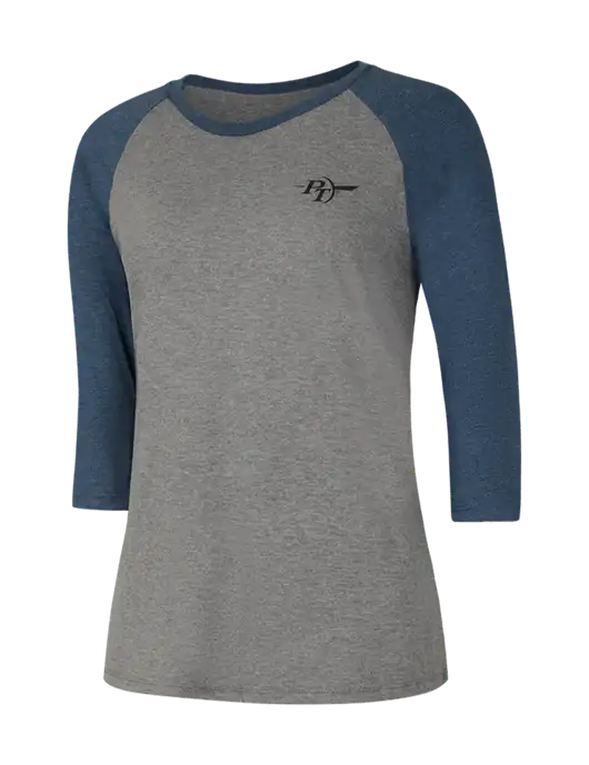 Womens Simply Soft 3/4 Sleeve Navy Frost/Grey Frost Ring Spun Cotton T-Shirt w/PT Coupling Logo