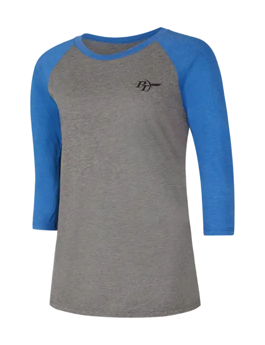 Womens Simply Soft 3/4 Sleeve Royal Frost/Grey Ring Spun Cotton T-Shirt w/PT Coupling Logo