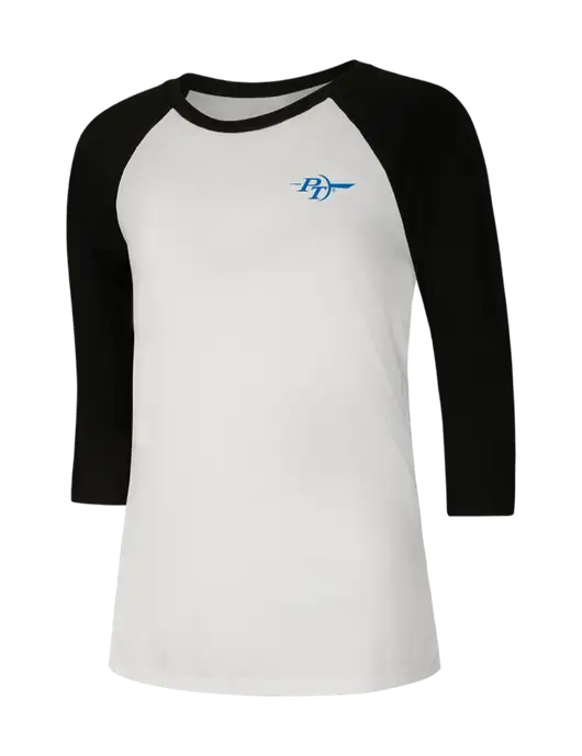 Womens Simply Soft 3/4 Sleeve Black/White Ring Spun Cotton T-Shirt w/PT Coupling Logo