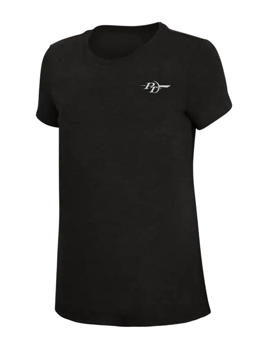 Womens Simply Soft Black 4.5oz Poly/Combed Ring Spun Cotton T-Shirt w/PT Coupling Logo