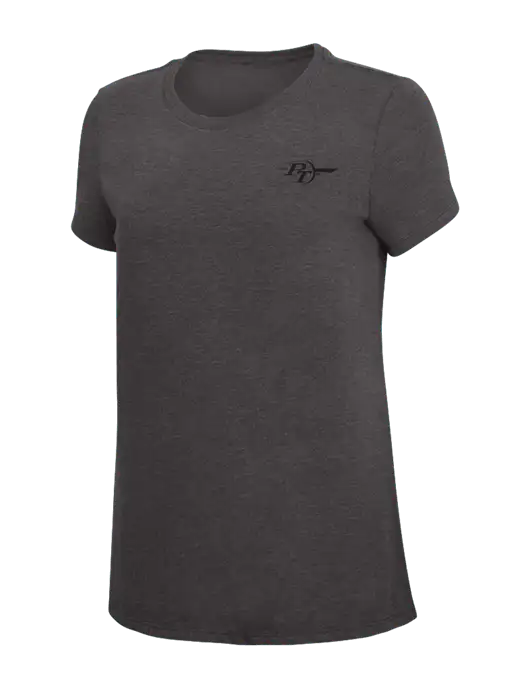 Womens Simply Soft Heather Charcoal 4.5oz  Poly/Combed Ring Spun Cotton T-Shirt w/PT Coupling Logo