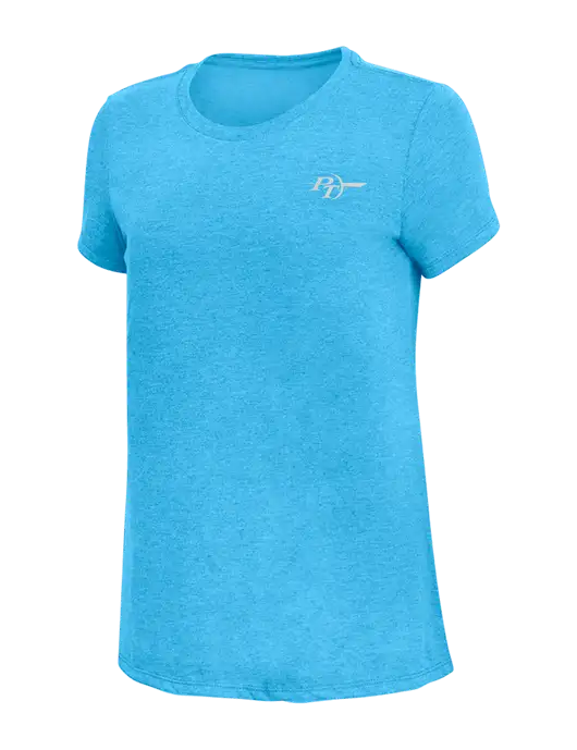 Womens Simply Soft Turquoise Frost 4.5oz  Poly/Combed Ring Spun Cotton T-Shirt w/PT Coupling Logo