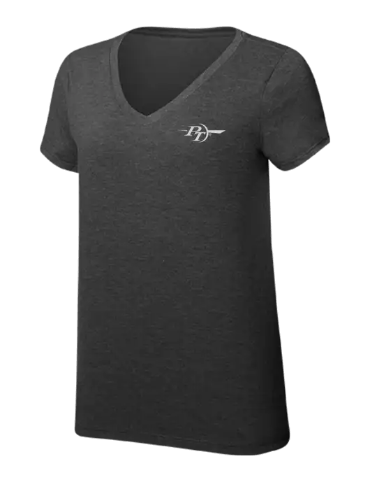 Womens Simply Soft V-Neck Black Frost 4.5oz  Poly/Combed Ring Spun Cotton T-Shirt w/PT Coupling Logo