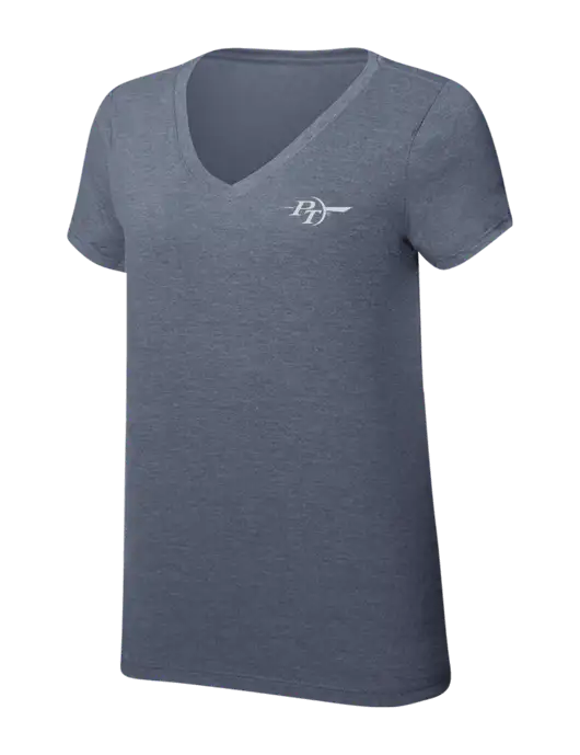 Womens Simply Soft V-Neck Navy Frost 4.5oz  Poly/Combed Ring Spun Cotton T-Shirt w/PT Coupling Logo