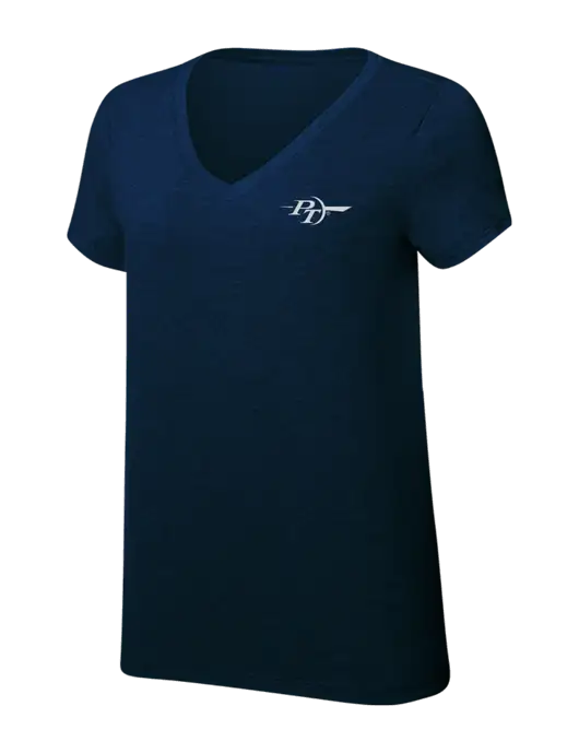 Womens Simply Soft V-Neck New Navy 4.5oz  Poly/Combed Ring Spun Cotton T-Shirt w/PT Coupling Logo