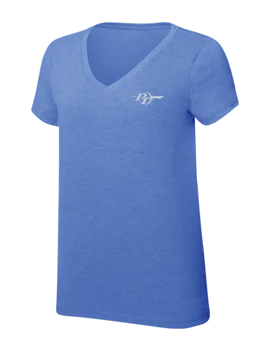 Womens Simply Soft V-Neck Royal Frost 4.5oz  Poly/Combed Ring Spun Cotton T-Shirt w/PT Coupling Logo
